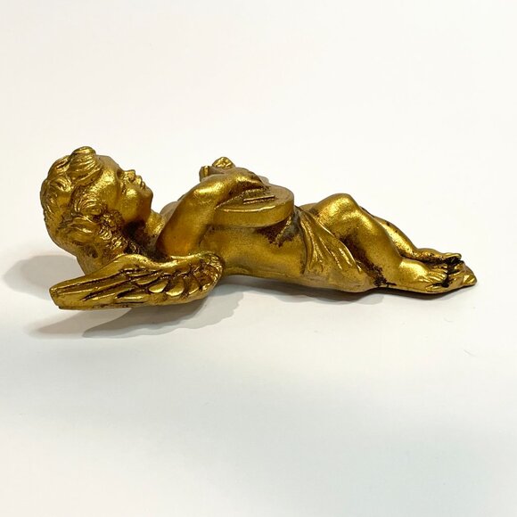 Vintage Gold Gilt Cherub Angel Wall Hangings Set Of 2 Pisa Italy 3" x 5.5" - Picture 3 of 9
